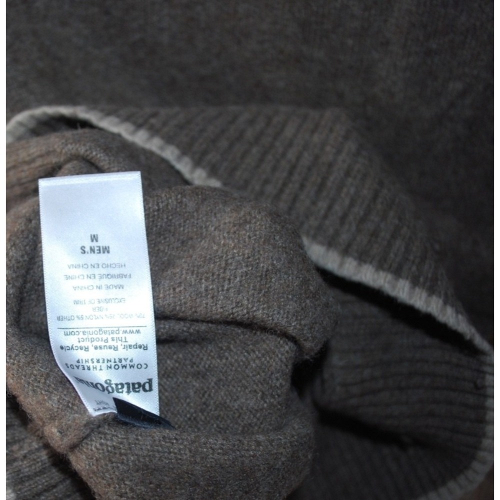 Patagonia Men's Wool Nylon 1/4 Zip Sweater Brown Medium – Used, Fuzz Wear - Picture 6 of 6